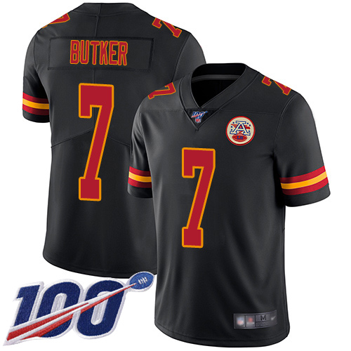 Youth Kansas City Chiefs #7 Butker Harrison Limited Black Rush Vapor Untouchable 100th Season Football Nike NFL Jersey->youth nfl jersey->Youth Jersey